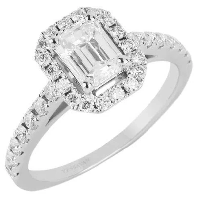 Pre-owned Yessayan Certified Framed Solitaire Diamond Ring In 18k White Gold