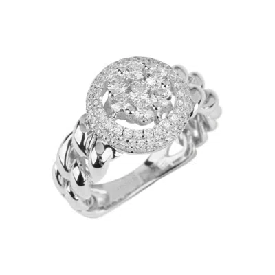 Pre-owned Yessayan Cuban Chain Band Diamond Ring In 18k White Gold