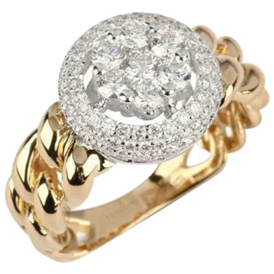 Pre-owned Yessayan Cuban Chain Band Diamond Ring In 18k Yellow Gold