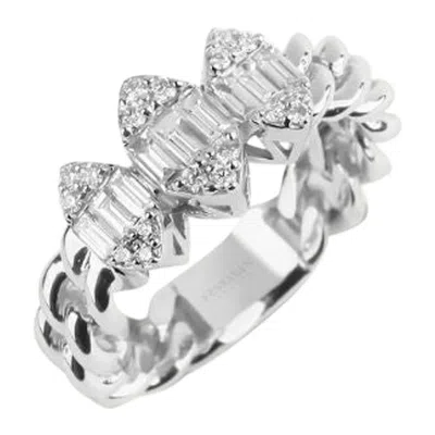 Pre-owned Yessayan Cuban Chain Trio Illusion Diamond Ring In 18k White Gold