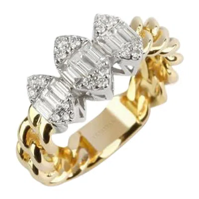 Pre-owned Yessayan Cuban Chain Trio Illusion Diamond Ring In 18k Yellow Gold