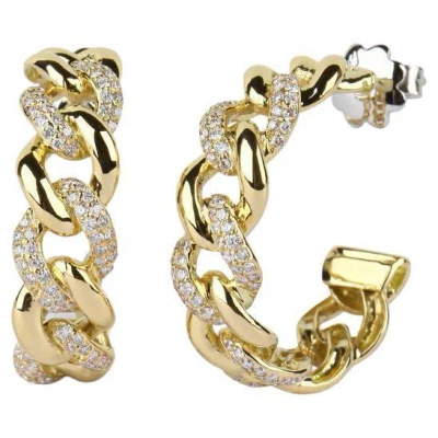 Pre-owned Yessayan Cuban Link Chain Hoop Earrings In 18k Yellow Gold