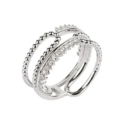 Pre-owned Yessayan Diamond Beaded Band Ring In 18k White Gold
