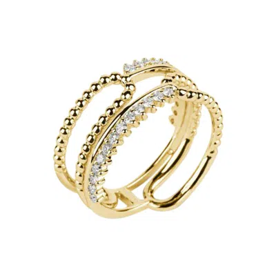 Pre-owned Yessayan Diamond Beaded Band Ring In 18k Yellow Gold