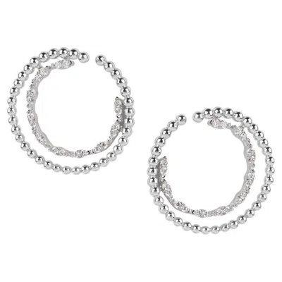 Pre-owned Yessayan Diamond Beaded Hoop Earrings In 18k White Gold