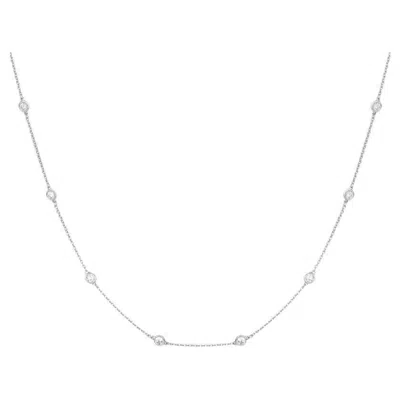 Pre-owned Yessayan Diamond Bezel Strand Necklace In 18k White Gold