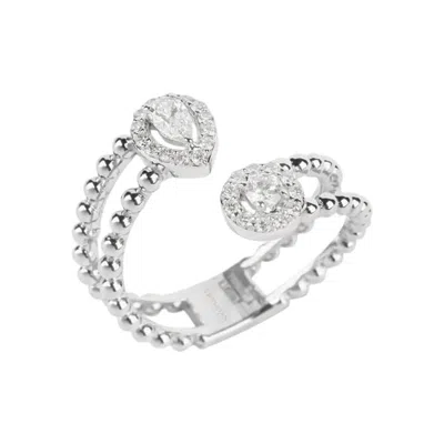 Pre-owned Yessayan Diamond Cocktail Beaded Ring In 18k White Gold