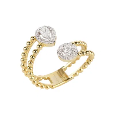 Pre-owned Yessayan Diamond Cocktail Beaded Ring In 18k Yellow Gold