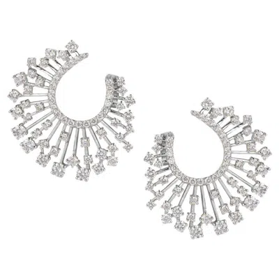 Pre-owned Yessayan Diamond Rays Hoop Earrings In Multi