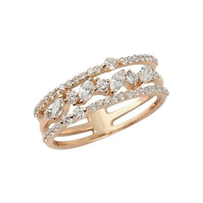 Pre-owned Yessayan Diamond Trio Band Ring In 18k Yellow Gold