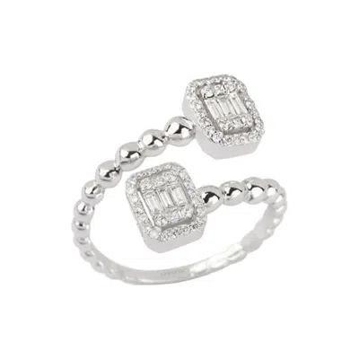 Pre-owned Yessayan Double Baguettes Illusion Diamond Ring In 18k White Gold