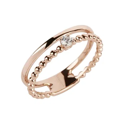Pre-owned Yessayan Double Bead Band Diamond Ring In 18k Rose Gold In Red