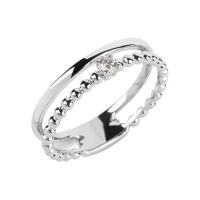 Pre-owned Yessayan Double Bead Band Diamond Ring In 18k White Gold