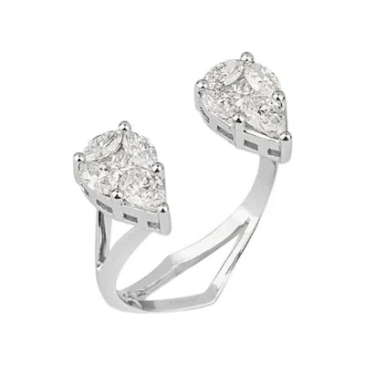 Pre-owned Yessayan Double Illusion Diamond Ring In 18k White Gold