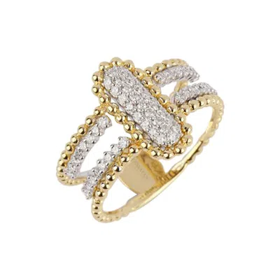 Pre-owned Yessayan Double Layer Yellow Gold & Diamond Ring