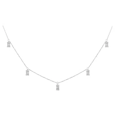 Pre-owned Yessayan Drop Baguette Diamond Charm Necklace In 18k White Gold
