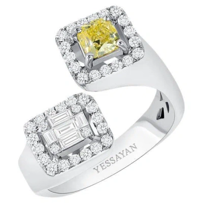 Pre-owned Yessayan Fancy Diamond & Diamond Ring In 18k White Gold