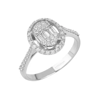 Pre-owned Yessayan Illusion Baguette Diamond Ring In 18k White Gold