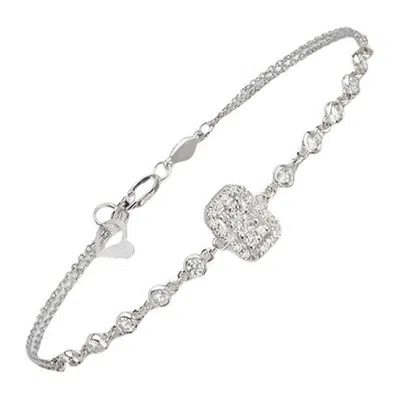 Pre-owned Yessayan Illusion Diamond Chain Bracelet In 18k White Gold, Medium