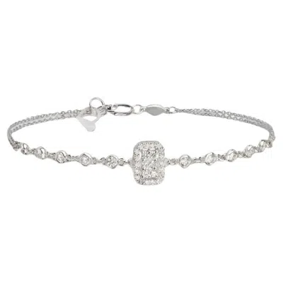 Pre-owned Yessayan Illusion Diamond Chain Bracelet In 18k White Gold, Small