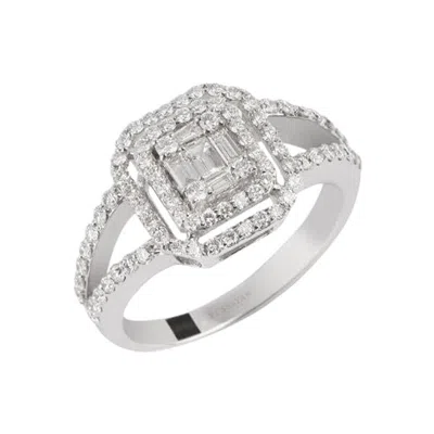 Pre-owned Yessayan Illusion Diamond Cocktail Ring In 18k White Gold