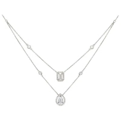 Pre-owned Yessayan Layer Mixed Cut 1.14 Cts Diamond Necklace In 18k White Gold