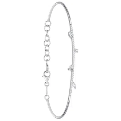 Pre-owned Yessayan Linear Diamond Cuff Bracelet In 18k White Gold, Large