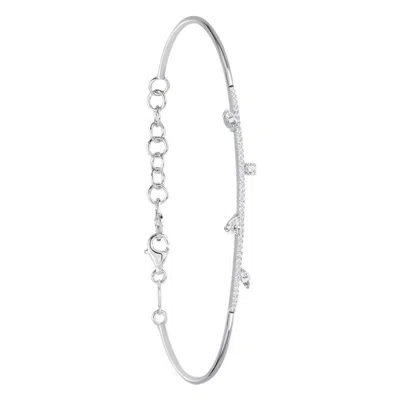 Pre-owned Yessayan Linear Diamond Cuff Bracelet In 18k White Gold, Medium