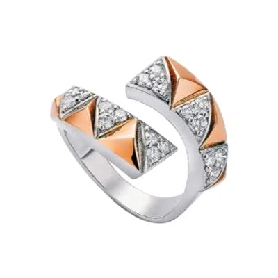 Pre-owned Yessayan Okre By , Pyramid Yellow & White Gold Diamond Ring
