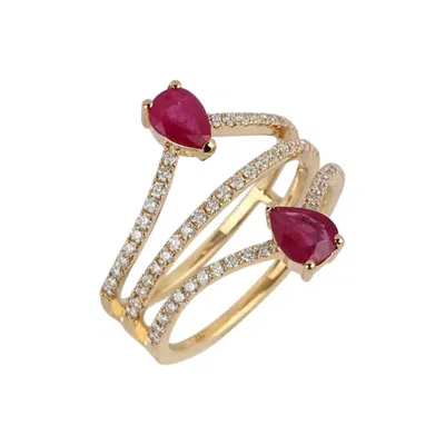 Pre-owned Yessayan Ruby & Diamond Cocktail Ring In 18k Yellow Gold