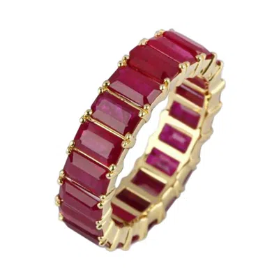 Pre-owned Yessayan Ruby Eternity Band In 18k Yellow Gold