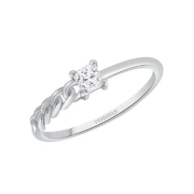 Pre-owned Yessayan Thin Cuban Chain Band In 18k White Gold