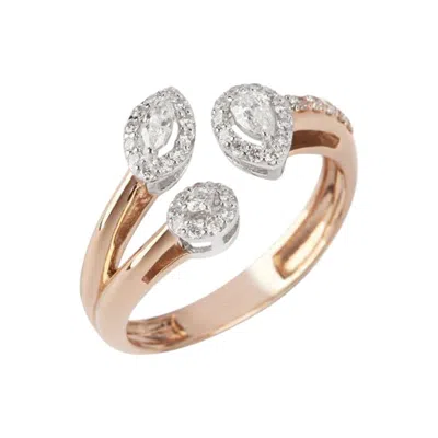 Pre-owned Yessayan Trio Diamond Ring In 18k Rose Gold In Red