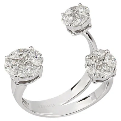 Pre-owned Yessayan Trio Diamond Ring In 18k White Gold