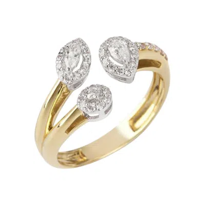 Pre-owned Yessayan Trio Diamond Ring In 18k Yellow Gold