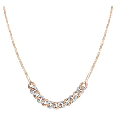 Pre-owned Yessayan Two-tone Cuban Diamond Link Pendant Necklace In 18k Rose & White Gold