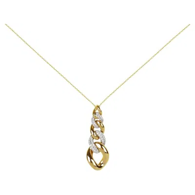 Pre-owned Yessayan Two-tone Cuban Link Drop Diamond Chain Necklace In 18k Yellow & White Gold