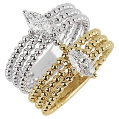 Pre-owned Yessayan Two-tone Stacked Diamond Ring In Multi