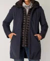 Yest Double Front Padded Coat In Navy Blue In Blue