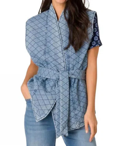 Yest Femm Vest In Heavy Bleached Denim In Multi