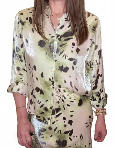 Yest Long Sleeve Blouse In Natural/green In Multi