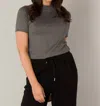 Yest Nanna Mock Neck Sweater Tee In Dark Grey Melange