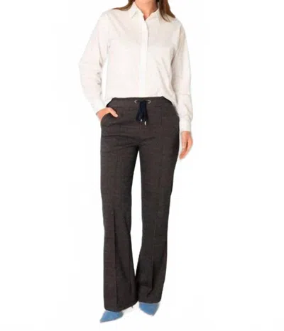 Yest Nayla Essential Wide Leg Trousers In Dark Navy Melange In Brown