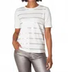 Yest Oldwina Metallic Sequin T-shirt In White In White