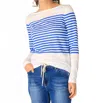 Yest Renate Boatneck Striped Sweater In Off White/cobalt In Multi
