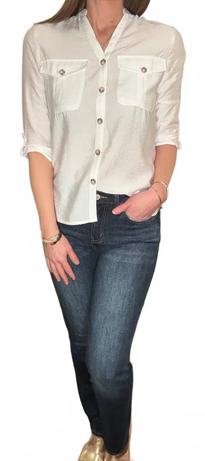 Yest Sanneke Front Button Blouse 3.6 In White