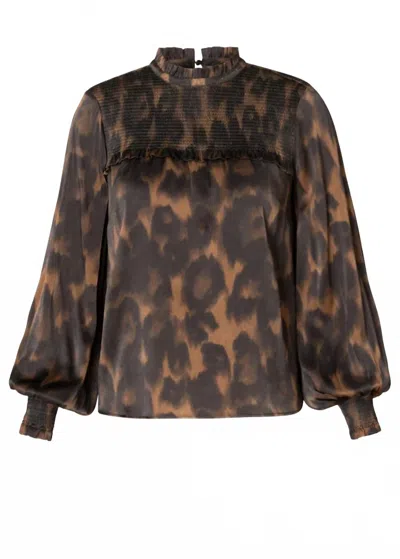 Yest Women's Clarity Blouse In Warm Taupe In Animal Print