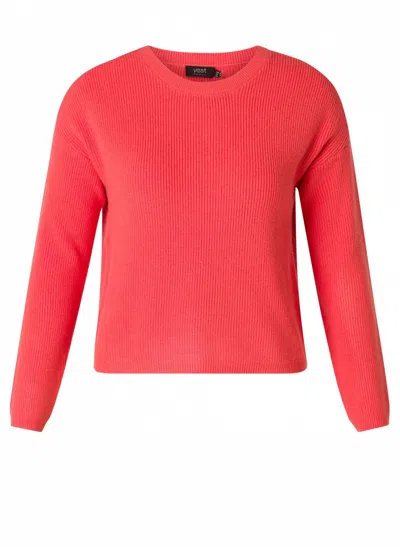 Yest Women's Crewneck Sweater In Coral In Red