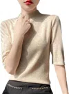 Yest Women's Privienna Mock Neck Shirt In Soft Sand Melange