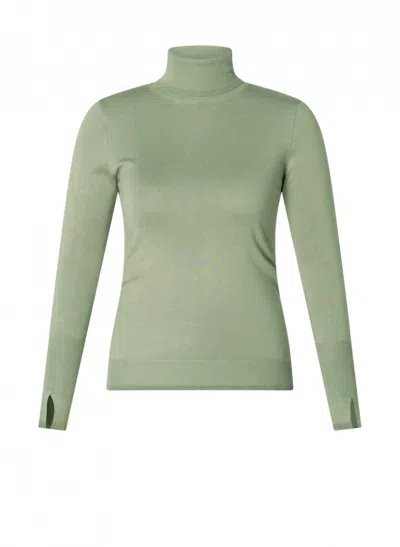 Yest Women's Suzette Glitter Trimmed Turtleneck Top In Grey Olive In Green